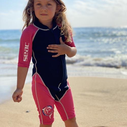 SEAC kinder wetsuit shorty Dolphin, roze
