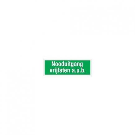 Pictogram sticker nooduitgang vrijlaten, 25x9 cm