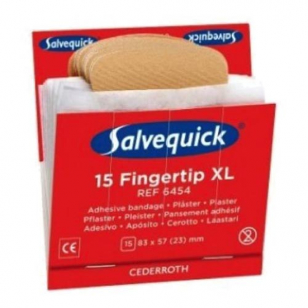 Salvequick textiel vingertop pleisters XL, navulling 6x 15 stuks 