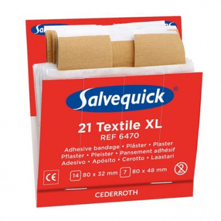 Salvequick textiel pleisters XL, navulling 6x 21 stuks