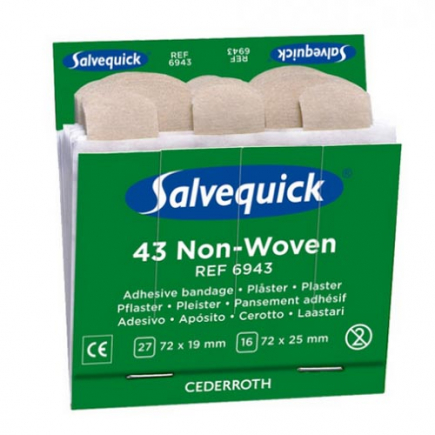 Salvequick sensitive pleisters, nonwoven, navulling 6x 43 stuks